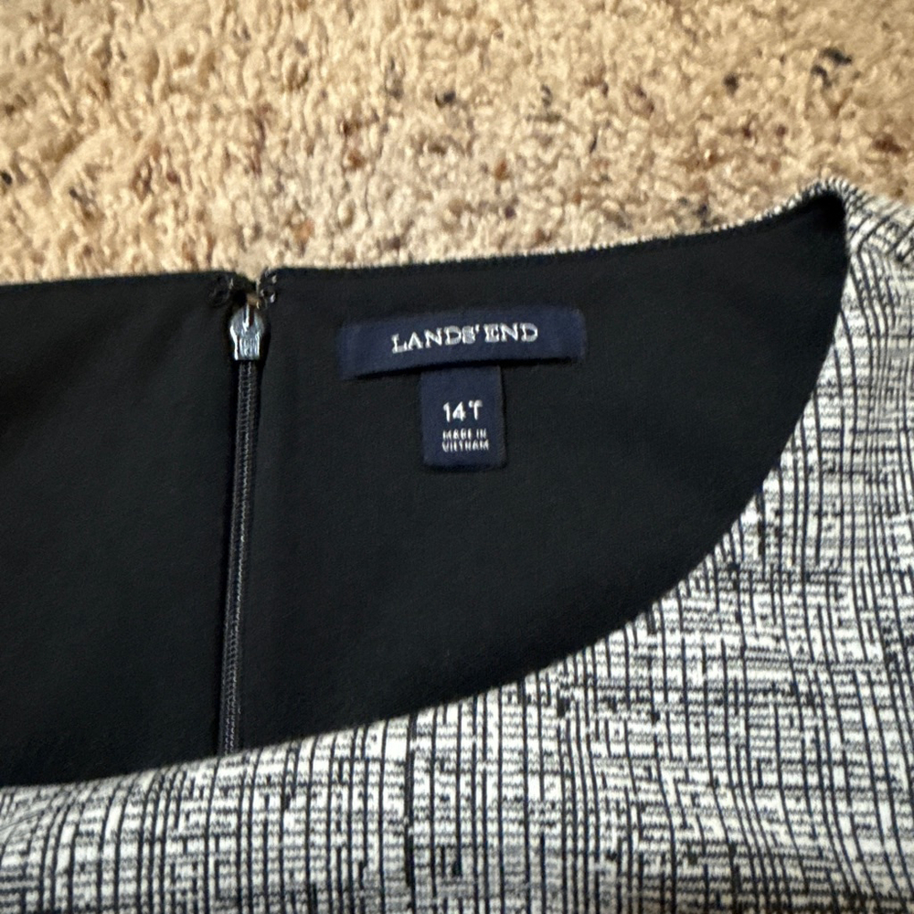 Women's Lands' End Black White Plaid Dress 14 - Picture 2 of 11